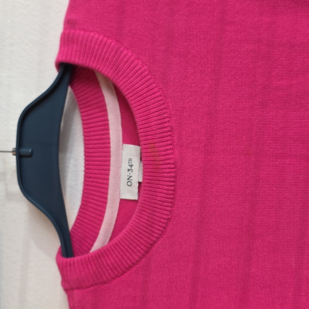ON 34th Fuchsia Sweater XL NWT Bright Pink Knit Cozy Minimalist Preppy - Picture 4 of 14